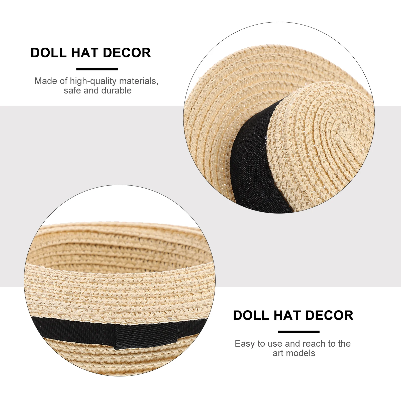 Mini Round Top Straw Hat Fashion Dolls Clothes Decor Accessory Delicate for Crafts Child Girls Toys