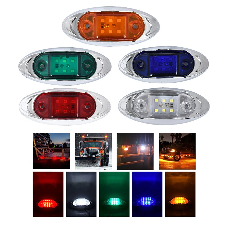 1Pc 12V 24V Auto 6LED Signal Lights Side Marker Trailer Truck Signal Lamp Multifunctional Waterproof Width Light