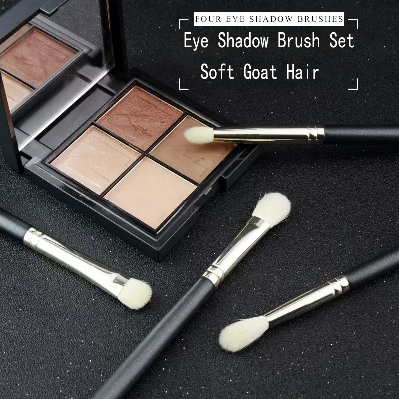 4Pcs Makeup Eyeshadow Brush Flat Eye Shadow Shader crease Blending Brushes Goat Hair Eye Shadow Liquid Cream Powder Make Up Tool