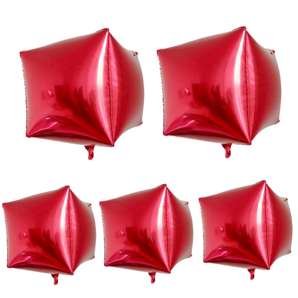

5Pcs Aluminum Film Balloons 24 Inch 4D Solid Square Reusable Cube Foil Balloons Birthday Festival Party Supplies Rose Gold