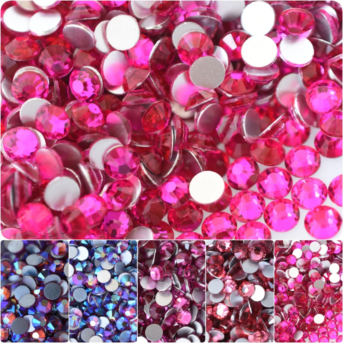 Nail Art Fuchsia - Glas rot 1440pcs ss16 ss20 Rose
