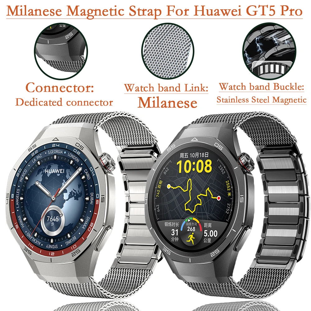 

Для Huawei GT5 Pro 46 мм, предназначенный для изогнутых, быстросъемный, без зазоров, магнитный титановый ремешок для Huawei GT5 Pro 46 мм, деловой ремешок