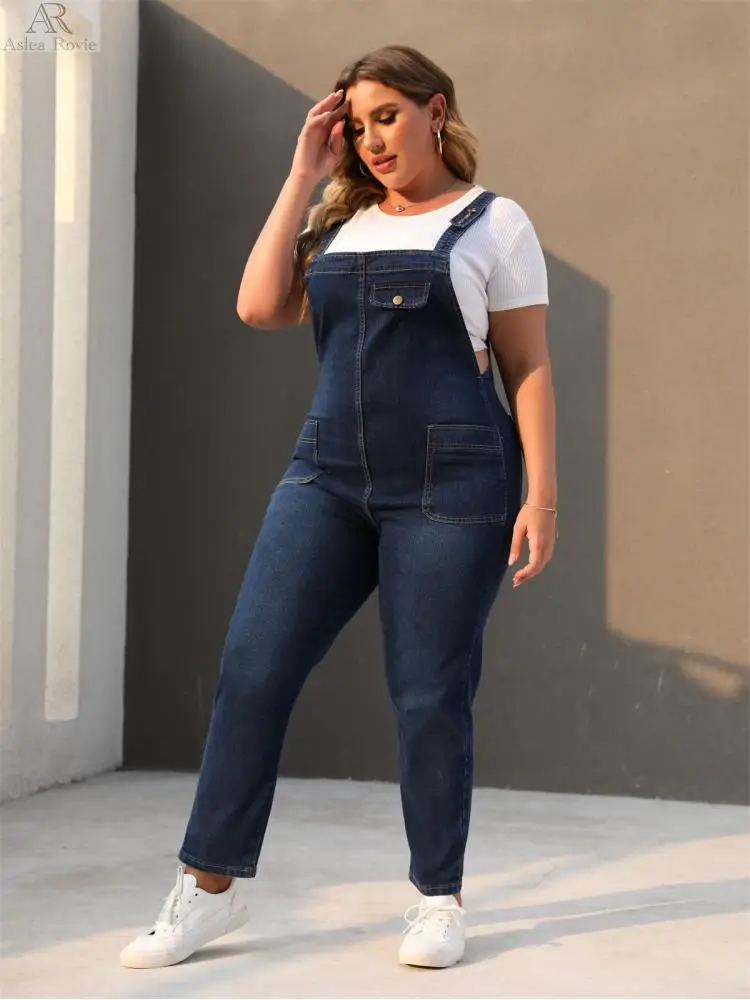 Tute donna vita alta plus size Casual dritto donna Denim femminile Jeans alla caviglia pagliaccetti 6XL 7XL 8XL