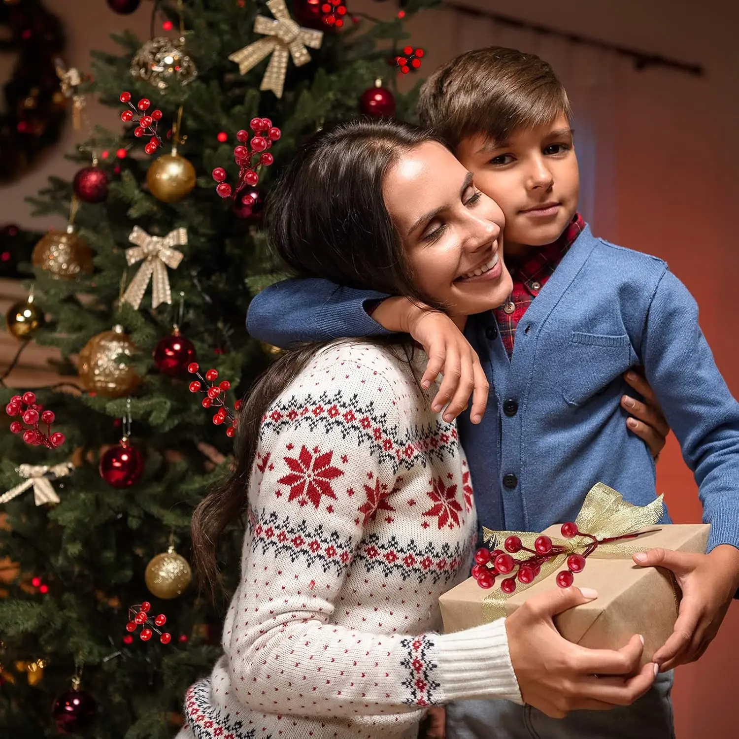 Spring Festival Red Berry Lucky Fruit Simulation Branches Christmas Decoration New Year Ornament Arrangement