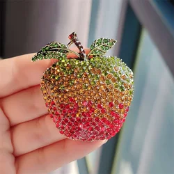 Big Shining Apple Brooches Pins 2-color Rhinestone Beautiful Fruits Women Unisex Party Office Accessories Gifts