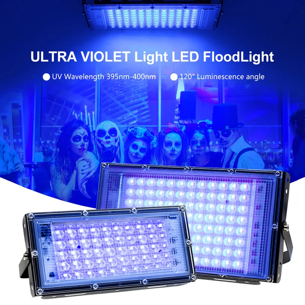 

395nm LED UV Floodlight 220V Ultraviolet Stage Light EU Plug Disco Party Light Waterproof Stage Performance Background Light