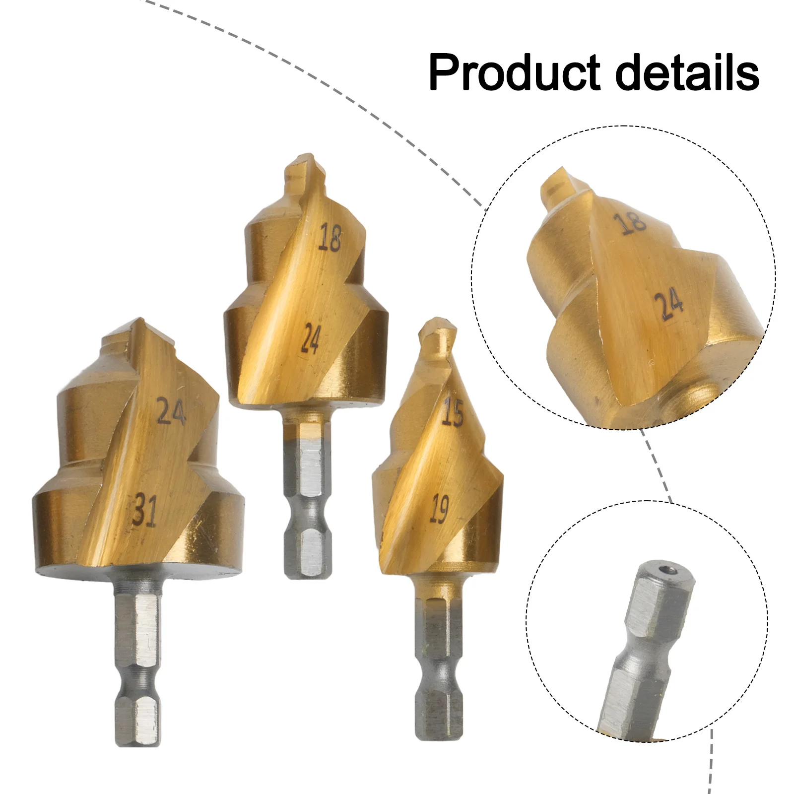 3pcs PPR Lifting Drill Bit Hexagon Shank 1/2 Inch 1/4 Inch 1 In Water Pipe Plumber Water Pipe Puncher Drill Bit Stable Clamping