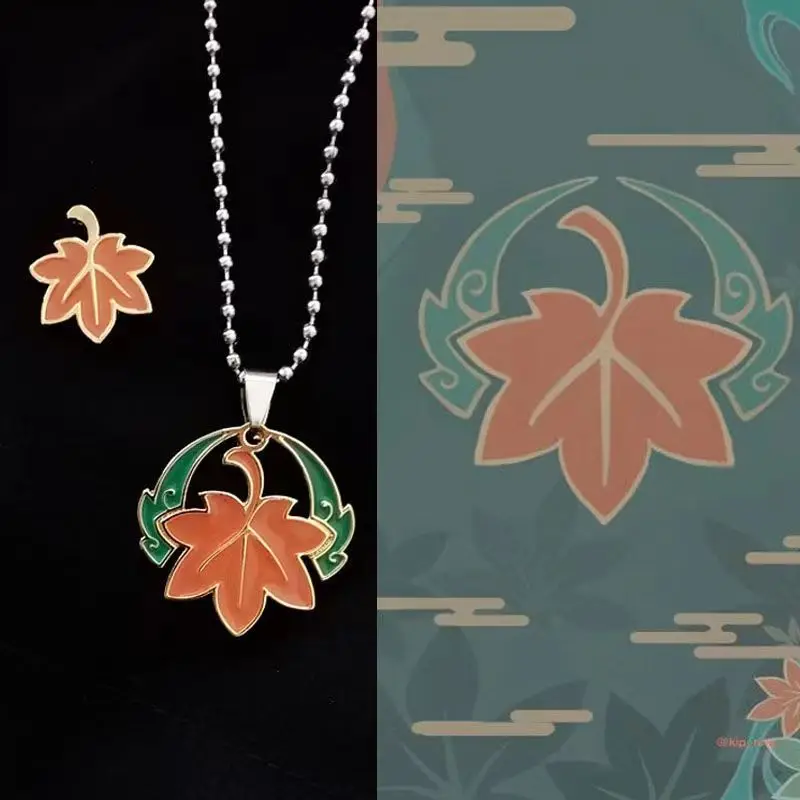 Kaedehara Kazuha Titanium Steel Necklace 3 Styles Chains Impact Pendant Maple Leaf Animation Game Jewelry Gift For Fans