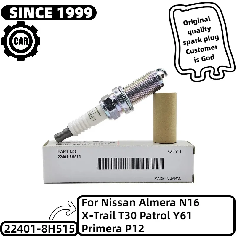 

4pcs 22401-8H515 LFR5A11 Spark Plug For Nissan Almera N16 X-Trail T30 Patrol Y61 Primera P12 LFR5A-11 224018H515