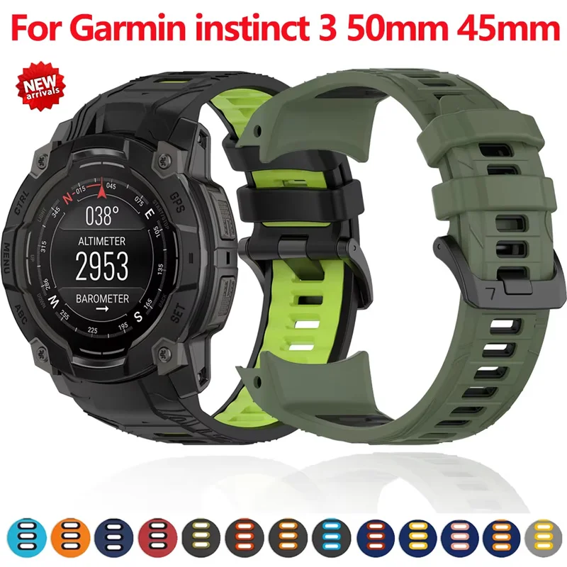 

Silicone Strap for Garmin Instinct 3 Band 45mm 50mm Original Two-color Soft Bracelet Wristband Garmin 3 50/45mm Band Accessories