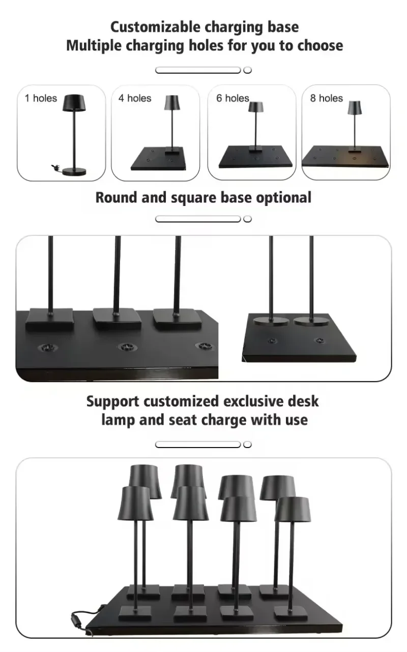 Cordless LampeTable Led Battery Operated Hotel Lamp Charge Station