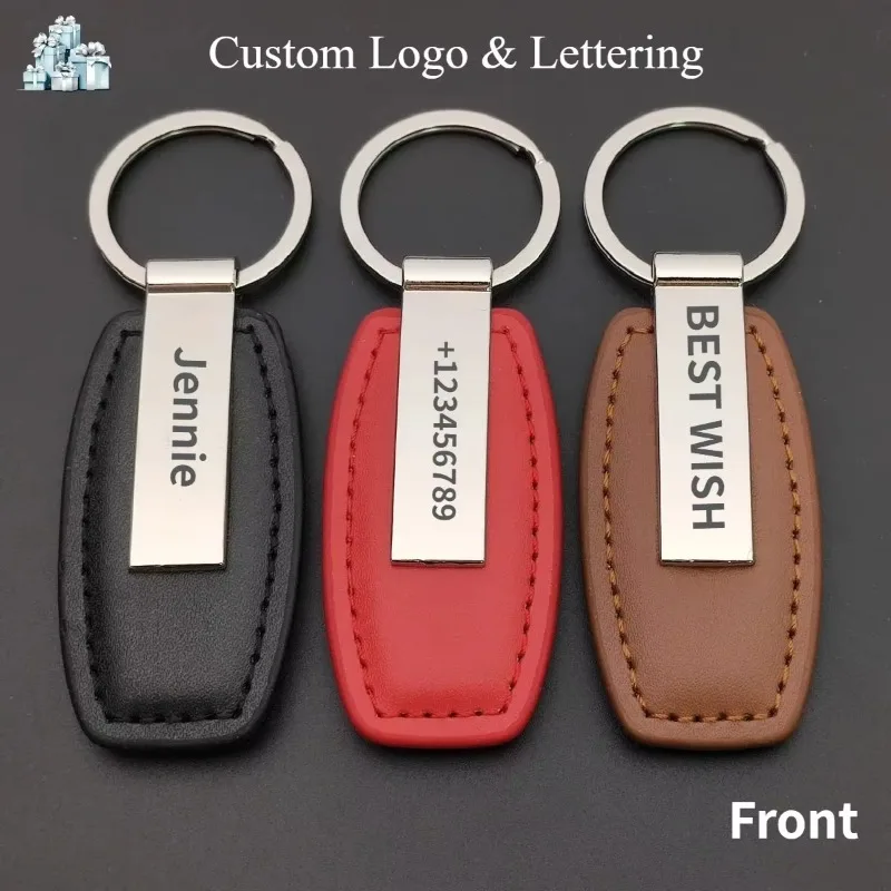 

Customized Metal PU Leather Keychain for Men and Women Car Logo Key Chain Pendant Gift Laser Engraving Retro Vintage Keyring