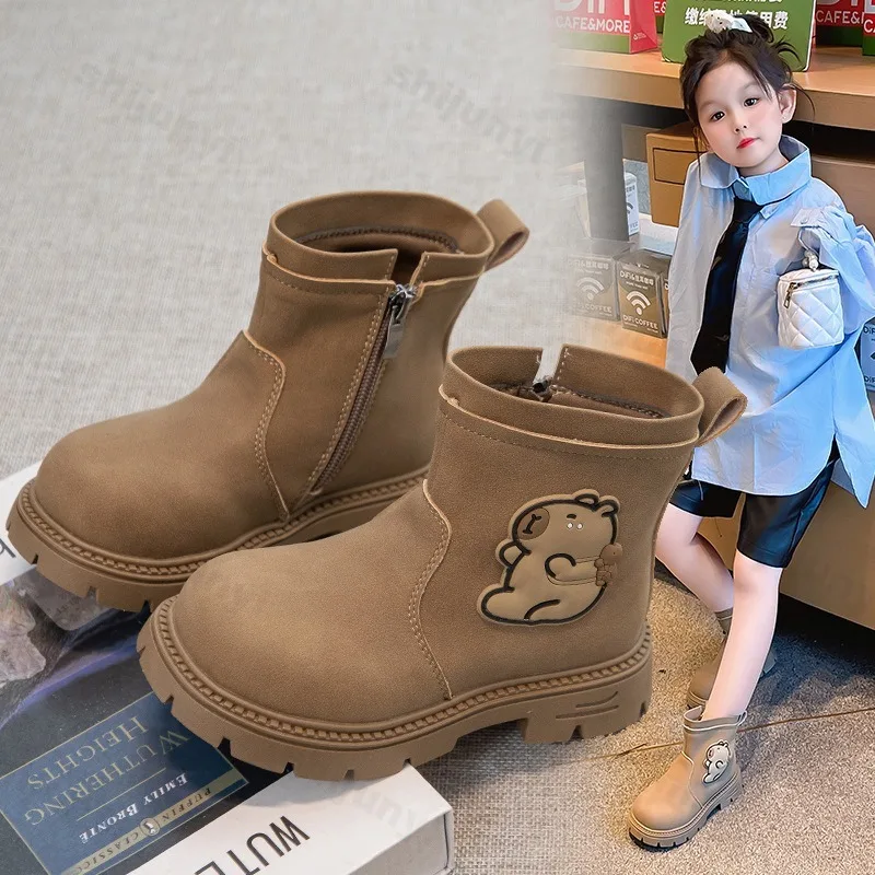 Capybara Children Ankle Boots Kids High Top Casual Sneakers Girls 2025 New Autumn Soft Sole Classic Toddler School Short Boots
