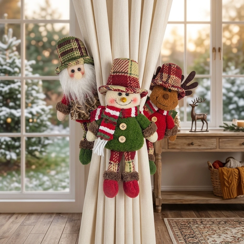 1pc snowman/elk /old man curtain hooks, Christmas decor display window ornaments,Xms  hotel restaurant supplies