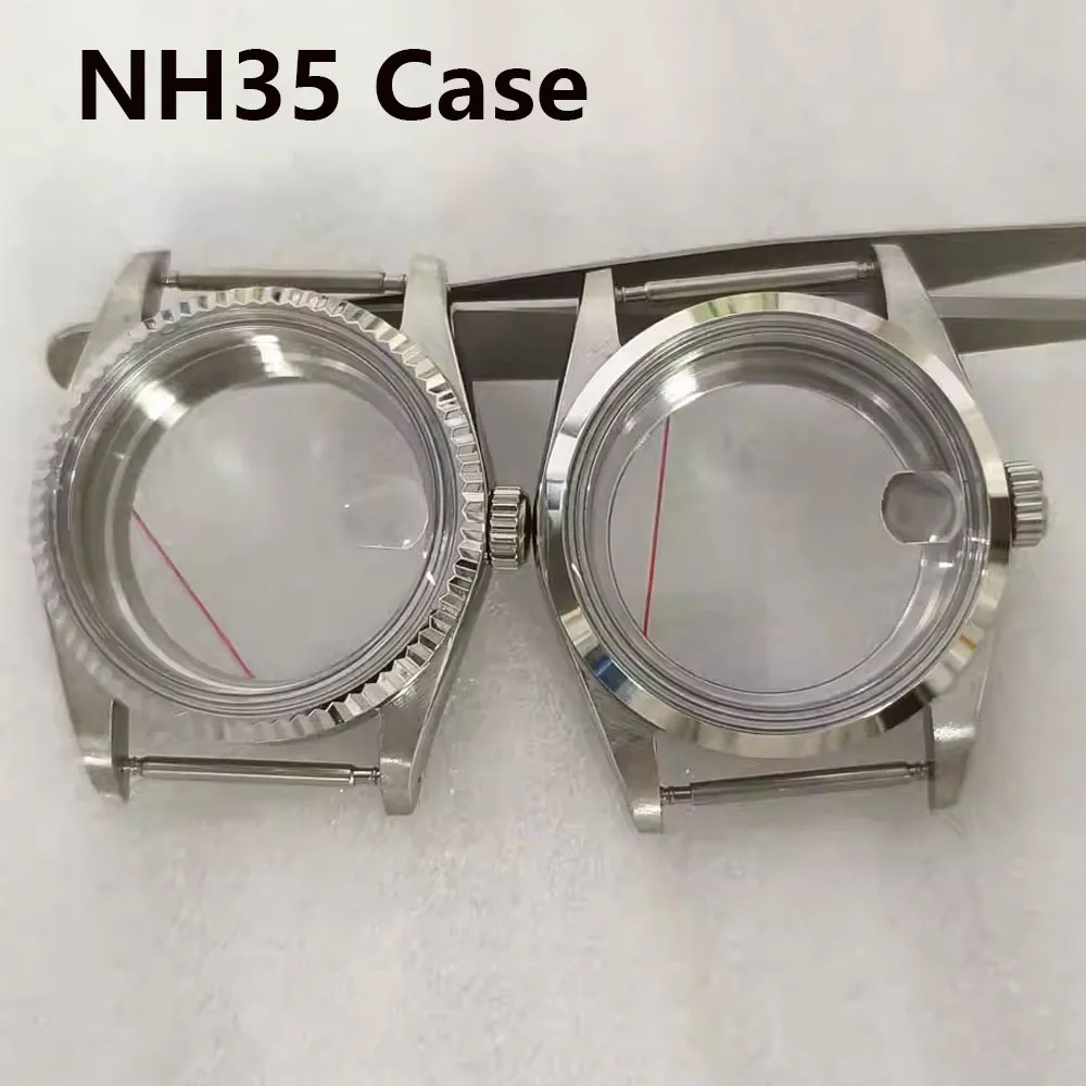 

NH35 Case 36mm, Acrylic Mirror Stainless Steel Watch Case for NH35 NH36 4R Movement, 3ATM Waterproof, Transparent Bottom Shell