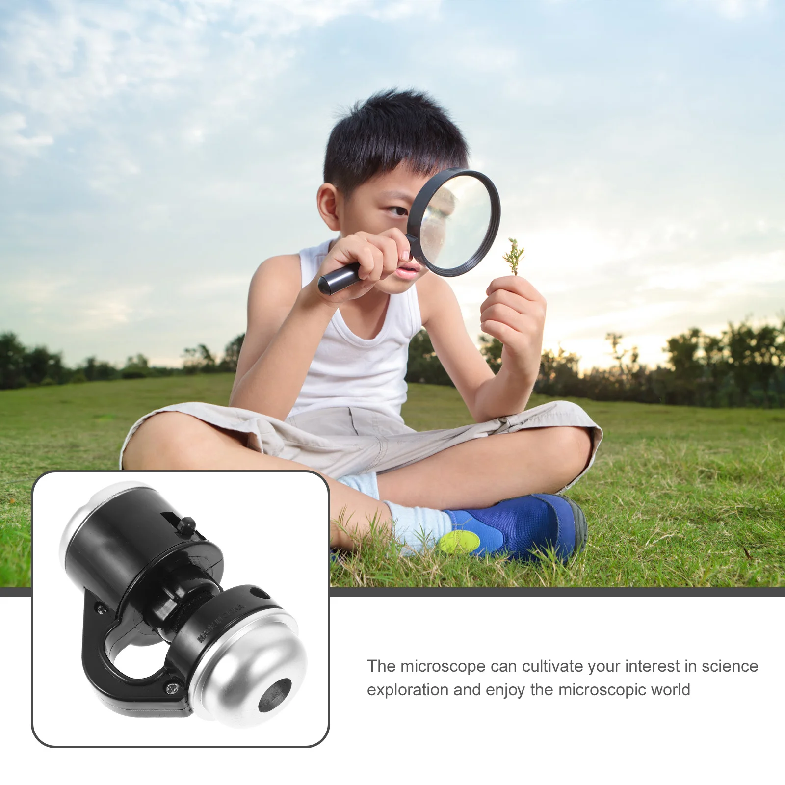 Biological Microscope Plastic Portable Handheld Monocular Microscope for Science Education Cellphone Lens Clip Optical Observing