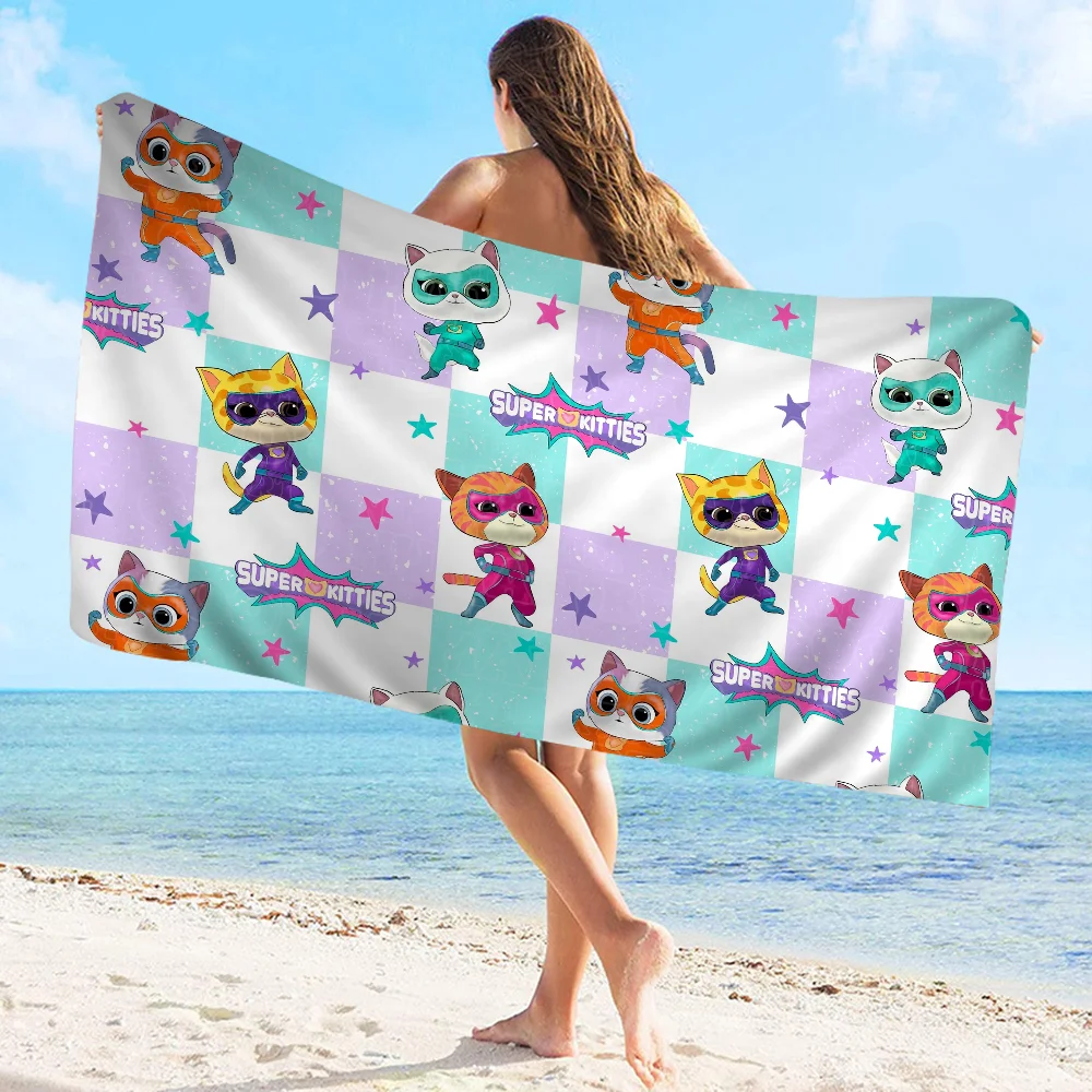 Junior Super Kitties Pattern Towel Microfiber Beach Towel Absorbent Quick dry Soft Yoga Swimming Resort Mountain Climbing Towel