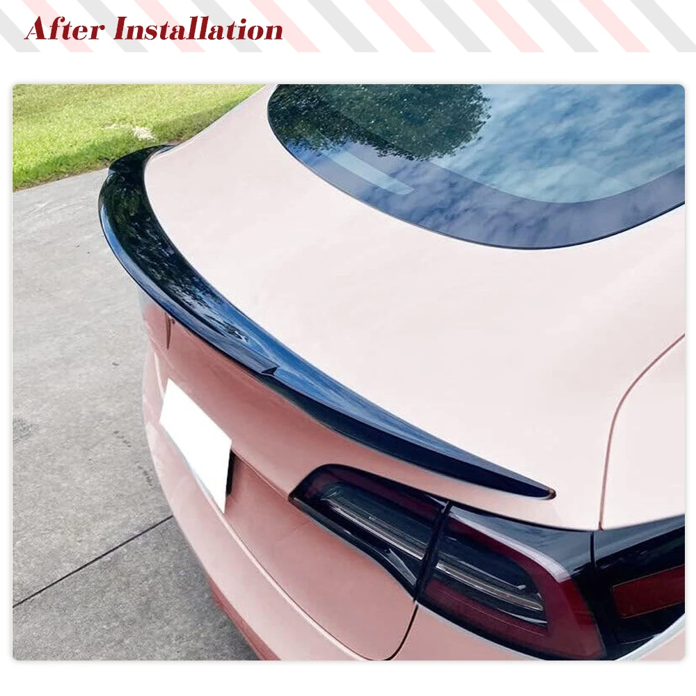 For Tesla Model 3 2023 2024 Car Rear Trunk Racing Spoiler ABS Glossy Black Rear Highkick Rear Trunk Lid Spoiler Wing Lip