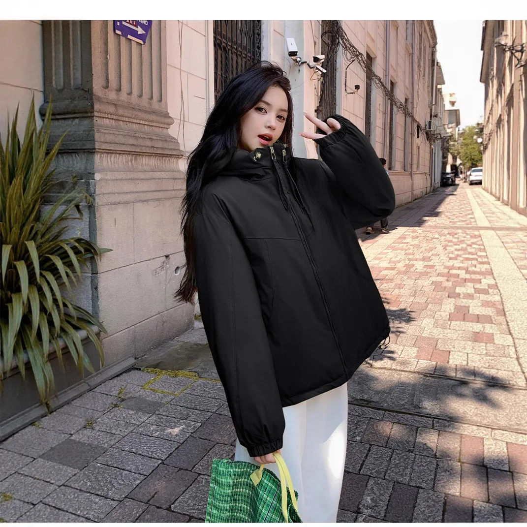 캐주얼하고 세련된 여성용 두꺼운 후드 코튼 재킷 2025 겨울 신상 인기 트렌디 탑 재킷