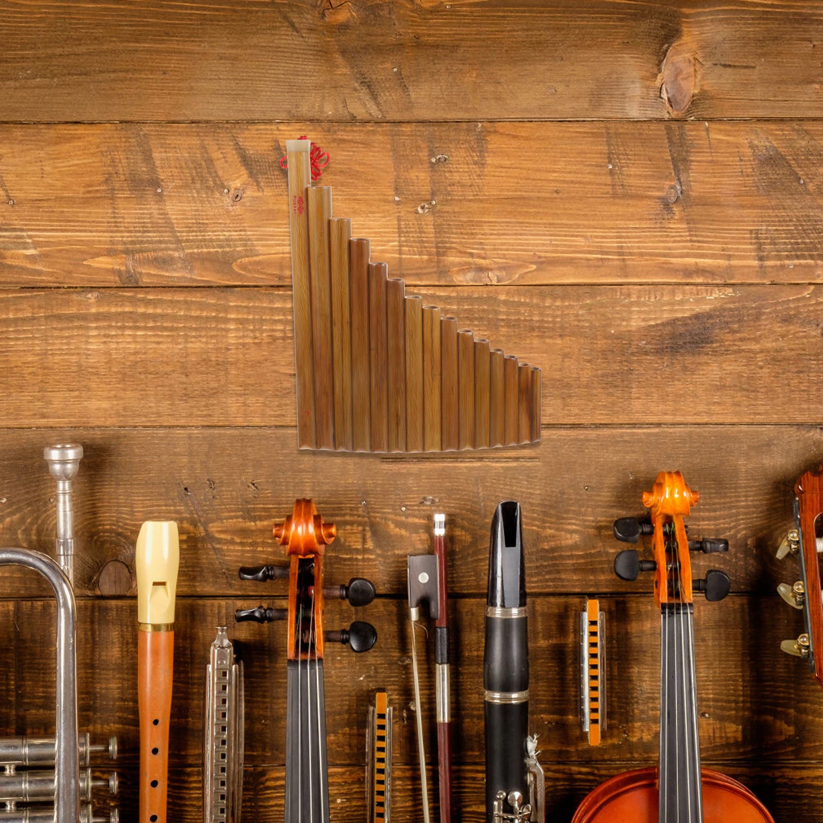 

1 pc 15 Hole Bamboo Pan Flute Portable Traditional Wind Instrument For Beginners Kids Students School Music Education Vertical