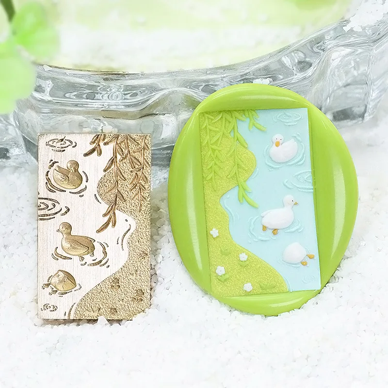 Little Duck Wax Seal Stamp Head Relief Embossed Matte Garden Series Sailboat Poppy Daisy Peony Wax Seal Copper Head Stamp Head