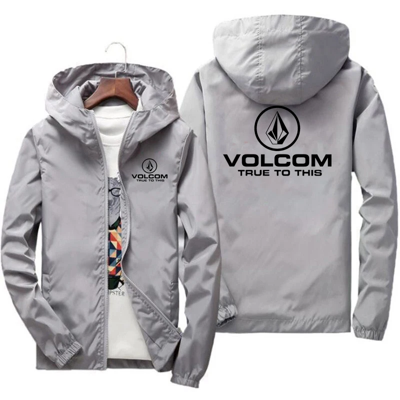 Men\'s VOLCOM spring autumn Outdoor High Quality Sunscreen Jacket Sports Mountain Hooded Windproof Fashion Casual