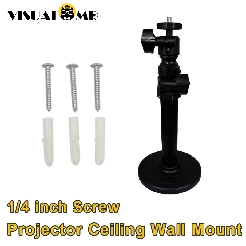 Miniature Projector Practical Ceiling Mount Wall Bracket 360 Degree Adjustable 1/4inch Mounting Screw for Projector Holder Stand