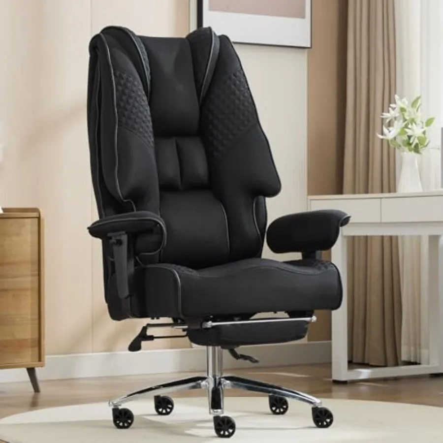 

Big and Tall Office Chair 400lbs Wide Seat, Leather High Back Executive Office Chair with Lumbar Support, Ergonomic Chairs Padd