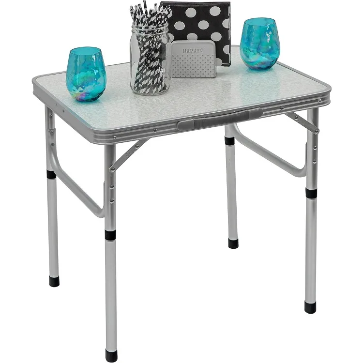 Table de camping pliante portable en aluminium avec poignée de transport, blanc, par Trademark Innovations