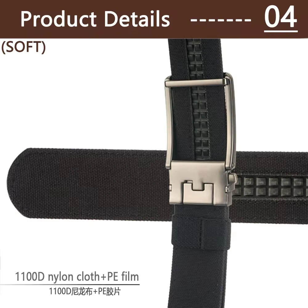 TUSHI Brand New 3.5 Wide alloy automatic buckle thickened double-layer nylon soft mens belt versatile casual outdoor pants belt