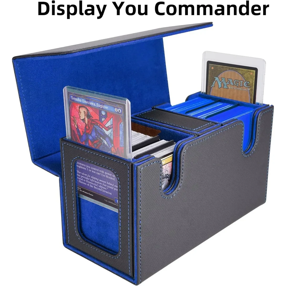 Commander Deck Box 200 Double Sleeved Cards Storage, 3-in-1 Magnetic Card Case Organizer for Magic, Great for TCG, Pokemon and MTG Players and Card Collectors