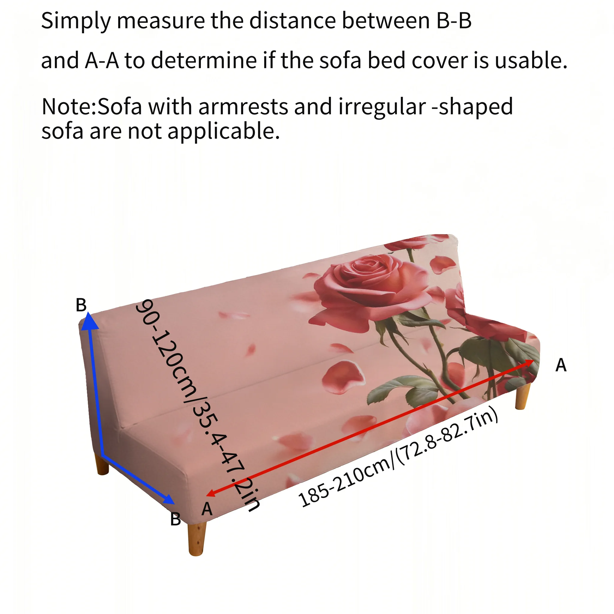 Living room armless elastic sofa bed cover, ins wind rose diamond pattern, dustproof machine washable sofa bed cover