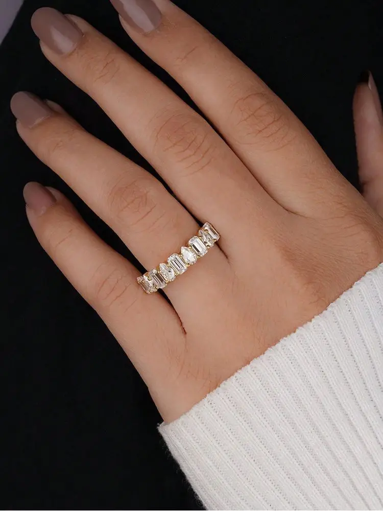 Wunderschöner klassischer rechteckiger Birnen-Zirkon-Ring aus 925er-Sterlingsilber für Damen, Verlobung, Hochzeit, modisch, hochwertiger edler Schmuck