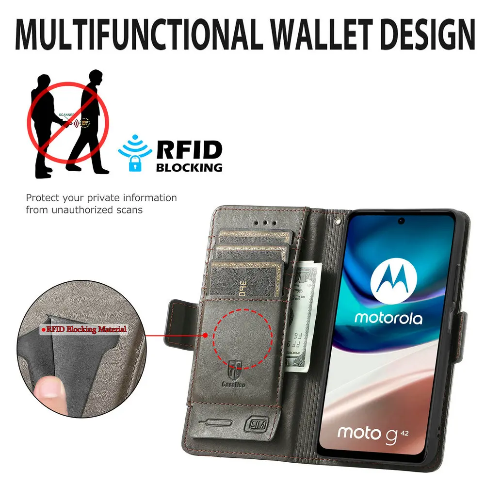 For Motorola Moto G57 Power Luxury Case Texture Wallet Pocket Capa Motorola G56 G84 G85 G86 Leather 360 Protect E14 E32 S Funda