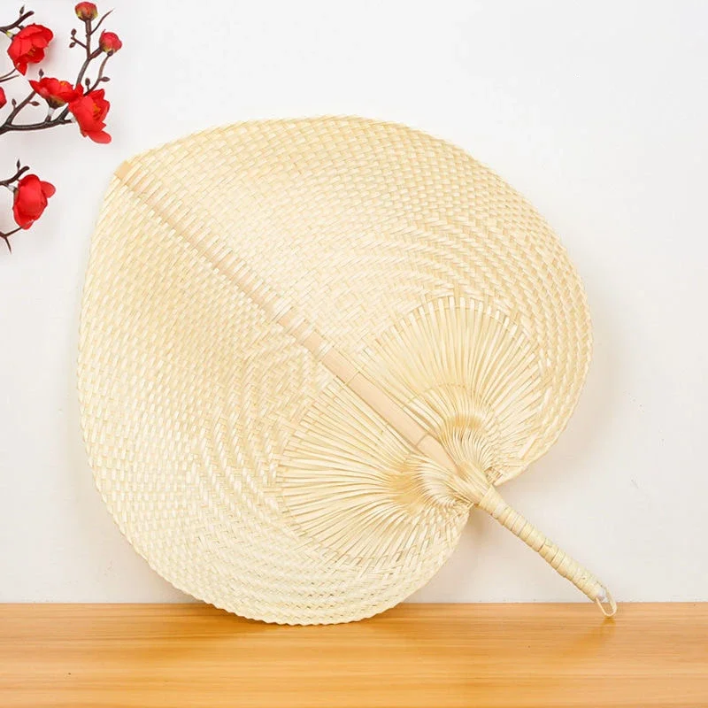 5pcs/Lot Handmade Heart Shaped Fan DIY Woven Bamboo Fan Summer Cooling Air Fan Pushan Arts Peach Shaped Cool Fan Party Favors