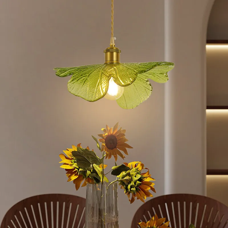 

French Maple Glass Dining Room Bedroom Bedside Pendant Lamp Bar area Atmosphere Lighting Small Pendant Lamp Home Decoration Lamp