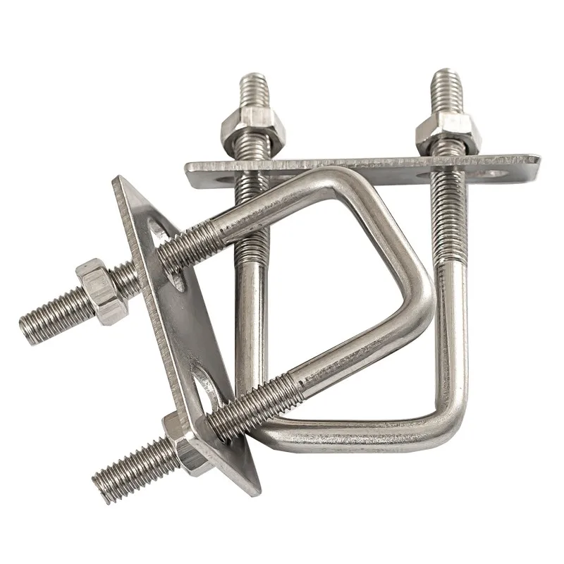 304 Stainless Steel U-bolt Right Angle Screw U-square Clamp Buckle Square Pipe Clamp Square Clamp Right Angle U-clamp