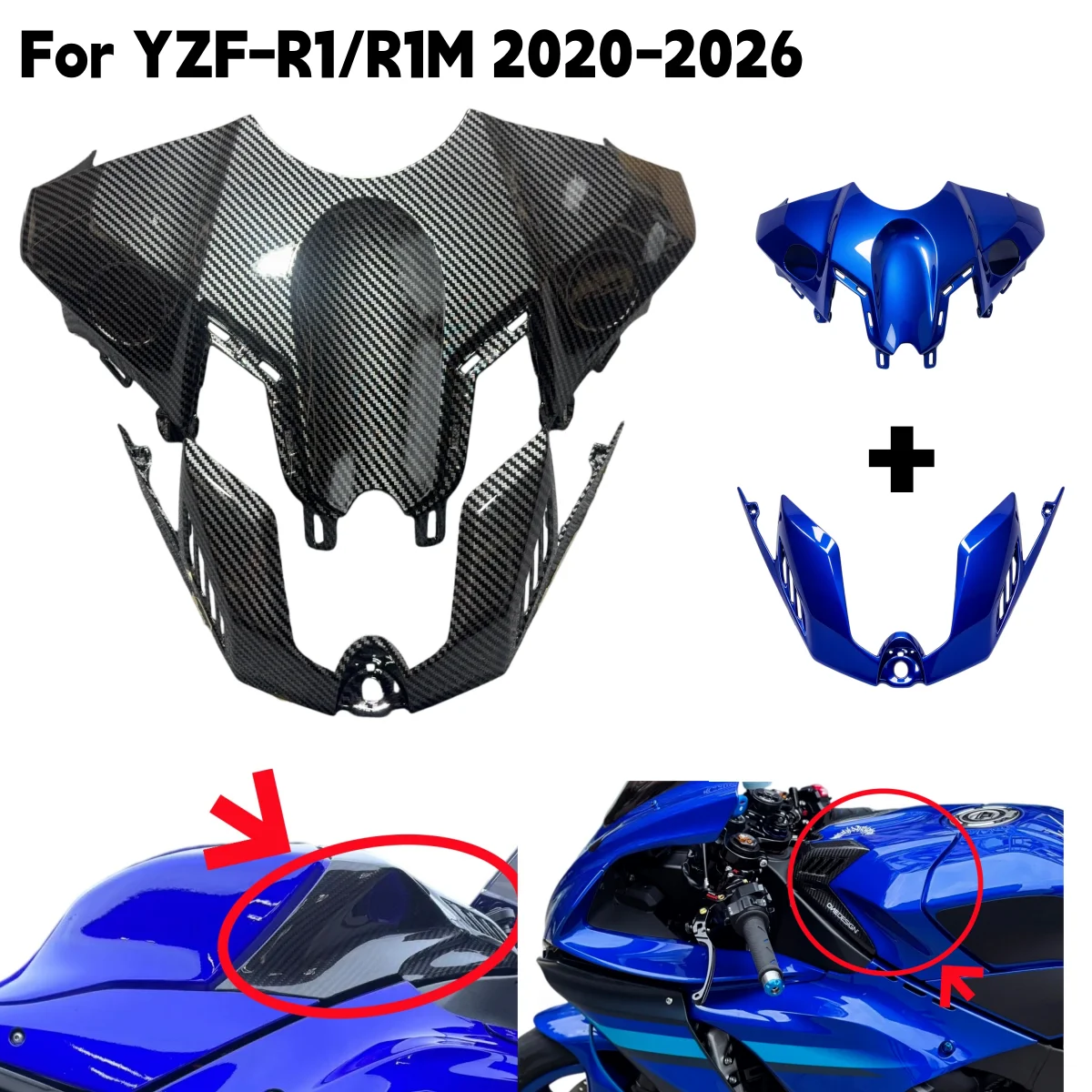 Motorcycle Fuel Tank Fairing Kit Front Fuel Gas Tank Cover Guard For Yamaha YZF-R1 YZF R1M 2020 2021 2022 2023 2024 2025 2026