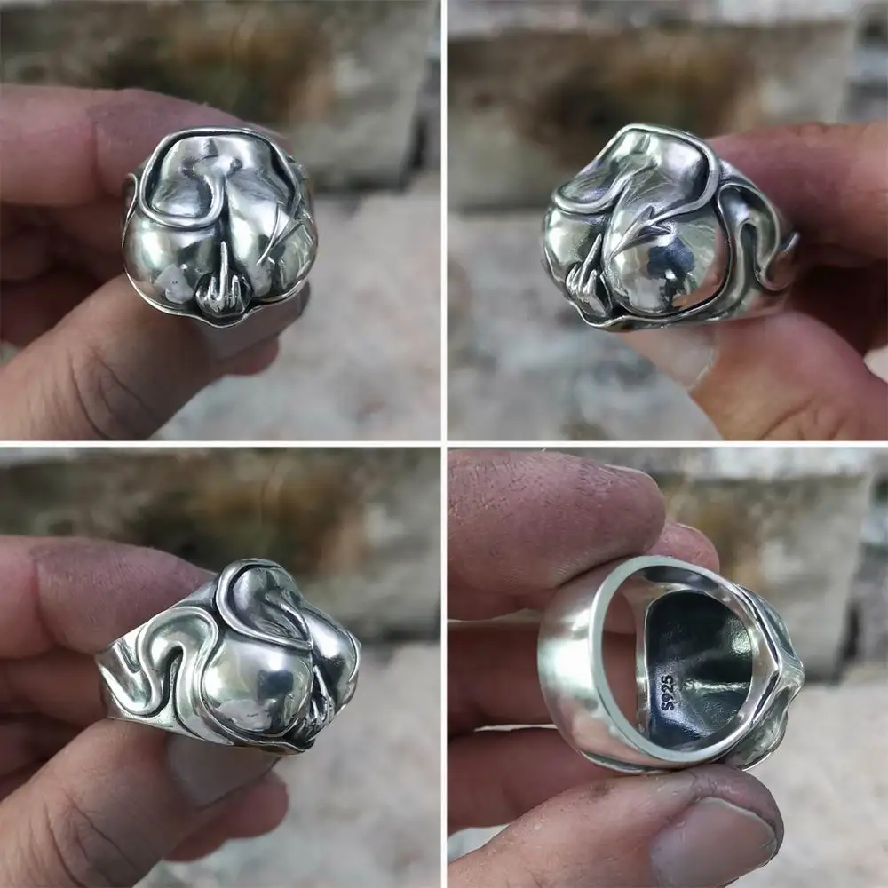 Sexy Devil Hips Buttocks 925 Sterling Silver Ass Ring Biker Rock Punk Jewelry TA270 US Size 7 to 15 BZ