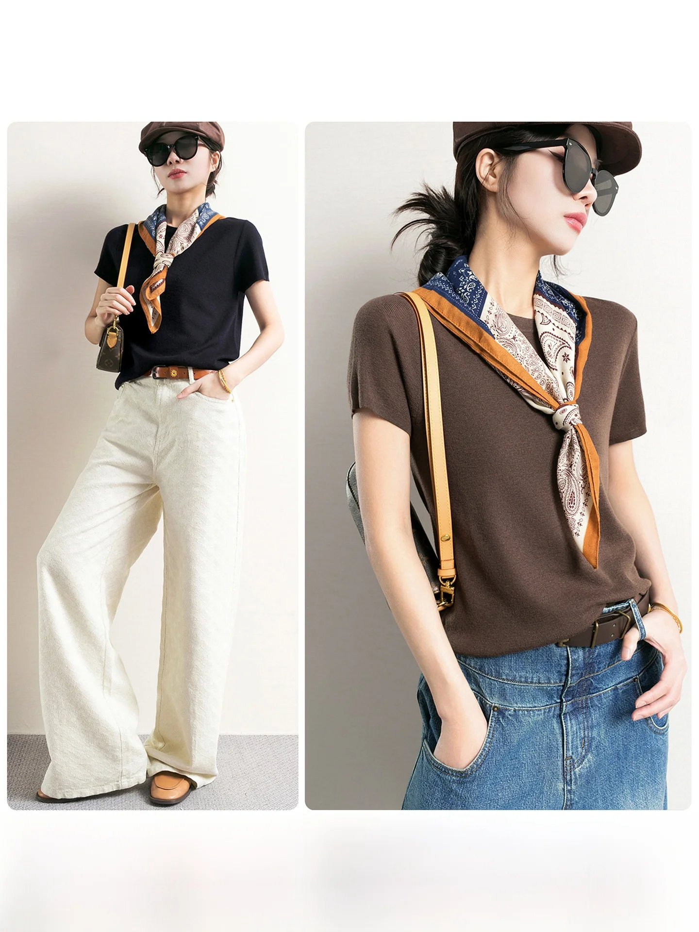 

Women's Knitted Wool Blend Scarf Short Sleeve T-Shirt Casual Style Soft Polyester Fiber 44.2% Wool 32.8% A-Line Knitwear