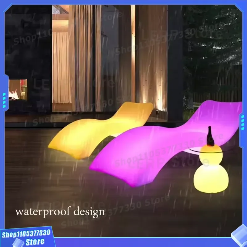 Solar Powered LED Bar Stool Luminous Outdoor Garden Chair Beach Party Furniture Glowing Sun Seat Decorative Light Up Seating