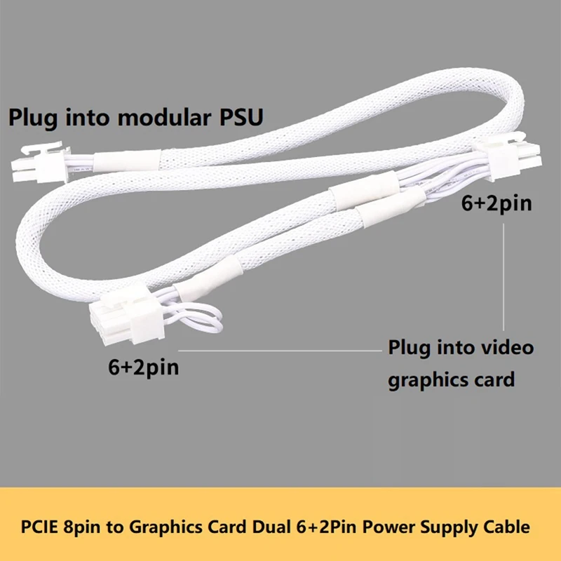 PCIE 8Pin To Dual 6+2Pin Power Supply Cable PCI Express 8 Pin 1 To 2 Spliter Cable For Corsair RM/Rmi/RMX/HX/CX-M Series