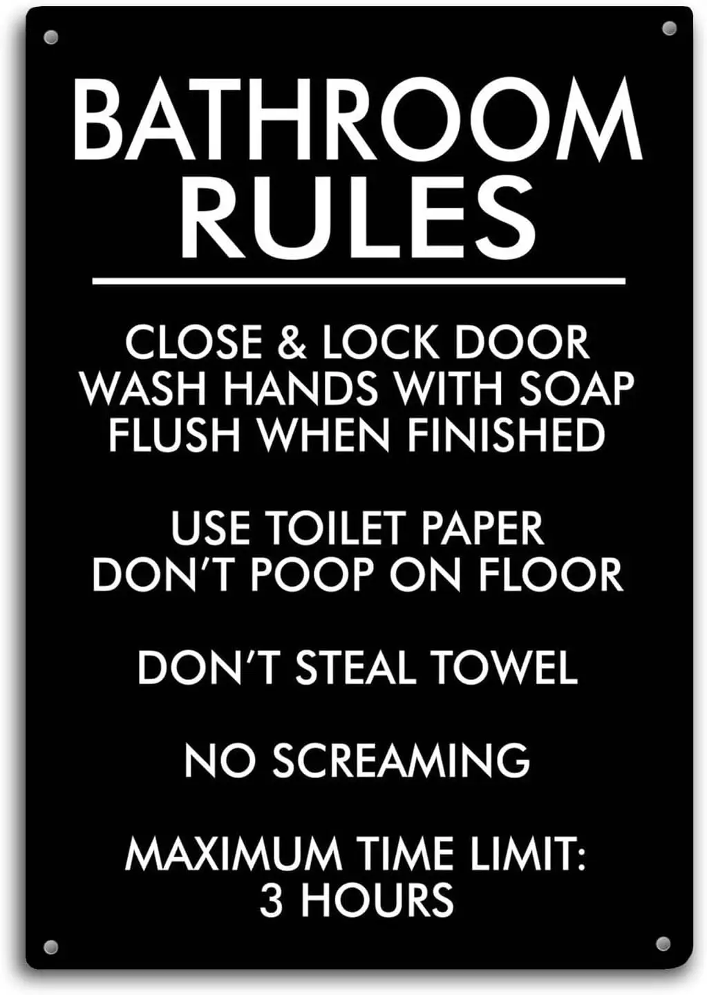 Bathroom Rules Tin Sign Decor Bathroom Wall Art Metal Poster Kitchen Garden Garage Indoor Outdoor Window Decorate 8 X 12 In sign