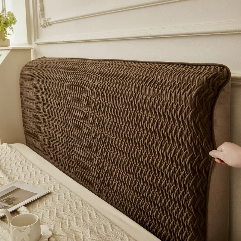 Stereoscopic Geometry Quilted Headboard Cover Elastic Band Design Backrest Protection Cloth and Wave Textured Bed Head Protector