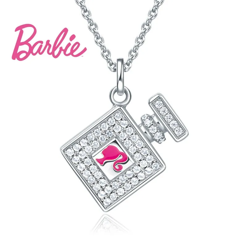 

Barbie animation peripheral 925 silver jewelry necklace pendant niche clavicle chain jewelry fashion girls accessories gifts