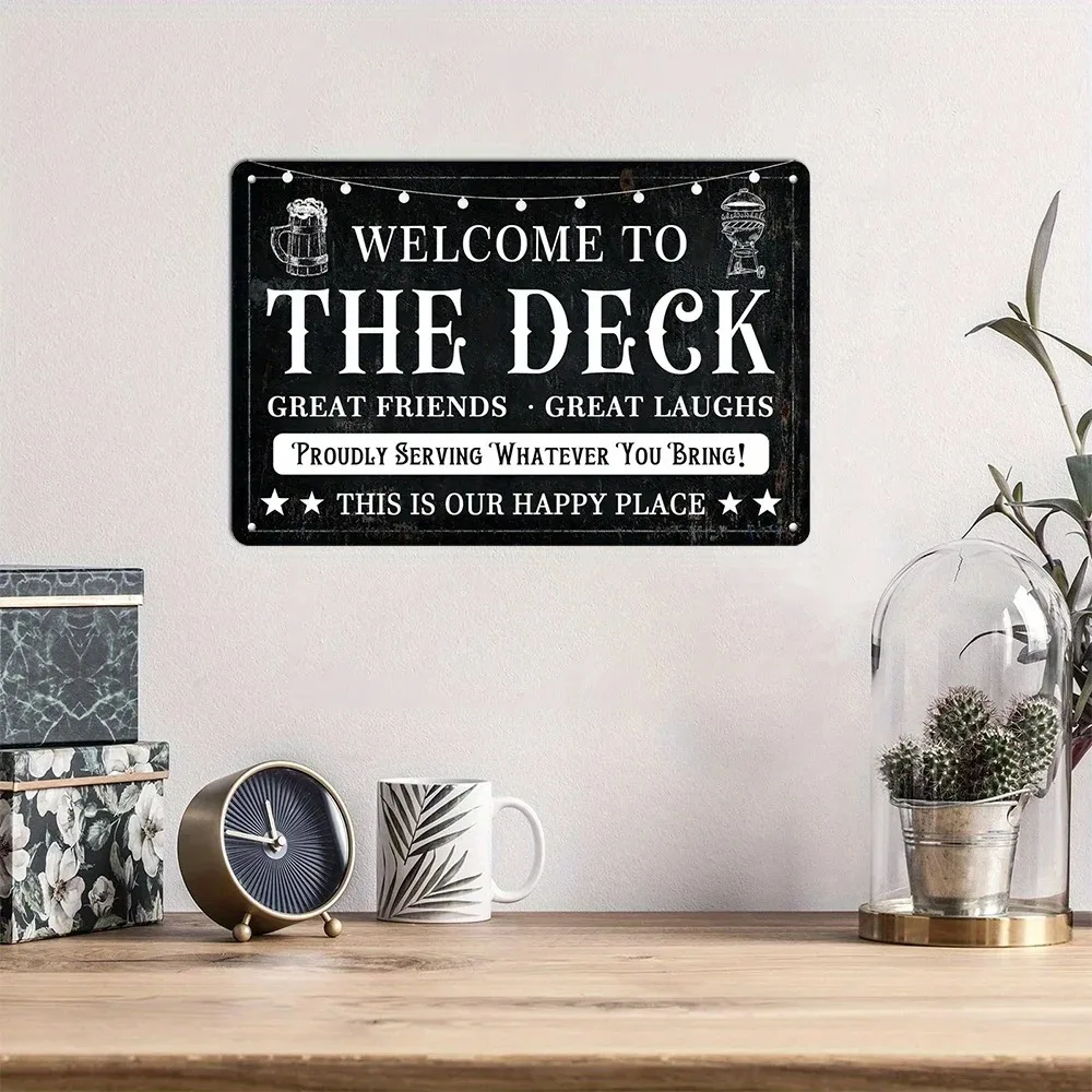 

LUXDECKGREET "Deck Sign" Premium Aluminum Art | Porch Wit Decor for Gardens, Galleries & Patio Aficionados