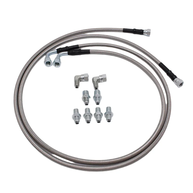 

Top!-SS Oil Pipe 2Pcs 52" Length Transmission Cooler Hose Lines Kit For Chevy For Ford GM GMC, Buick Cadillac TH350 700R4 TH400