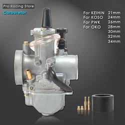 Universal Carburetor 2T 4T For Keihin Koso OKO Motorcycle PWK Carburetor 21 24 26 28 30 32 34mm With Power Jet For Racing Motor