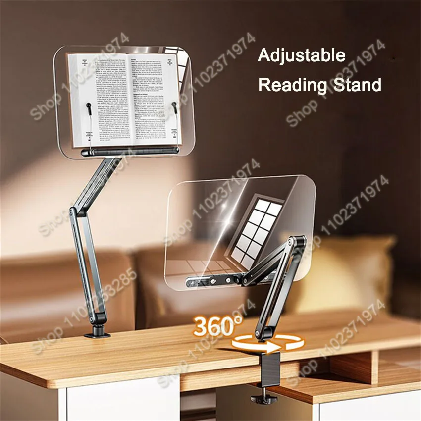 Desk Clamp Book Holder Adjustable Book Stand Holder for Desk, Foldable Reading Rack Compatible with IPad Tablet Notebook Books