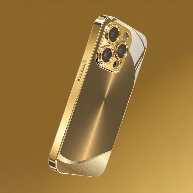 

Золотистый металлический чехол с матовым узором и гальваническим покрытием для iPhone 17 16 15 14 13 12 11 Pro Promax Plus